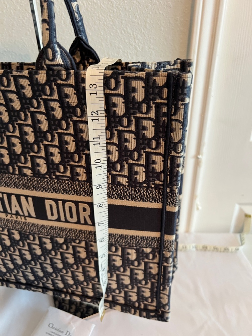 Dior Oblique Canvas Tote in Navy Blue and Toupee - Picture 3 of 9